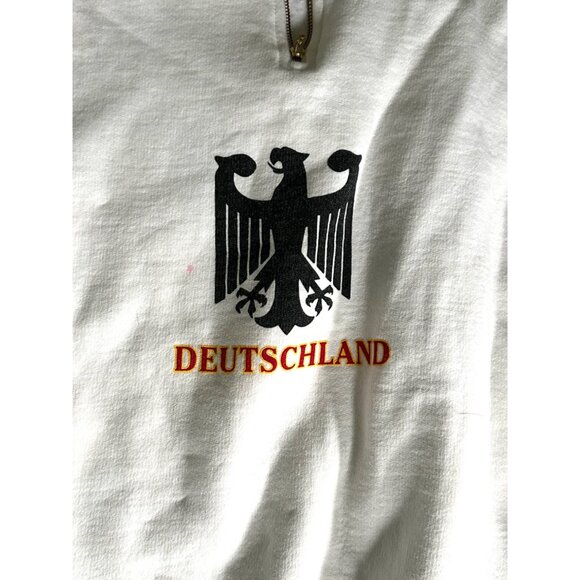 J jm  DEUTSCHLAND Half-Zip Pullover Sweatshirt German National Emblem S L White - Picture 6 of 15